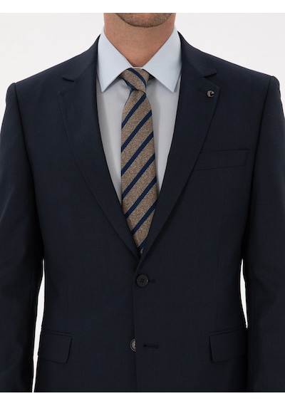 Cacharel Lacivert Slim Fit Mikro Desenli Takım Elbise