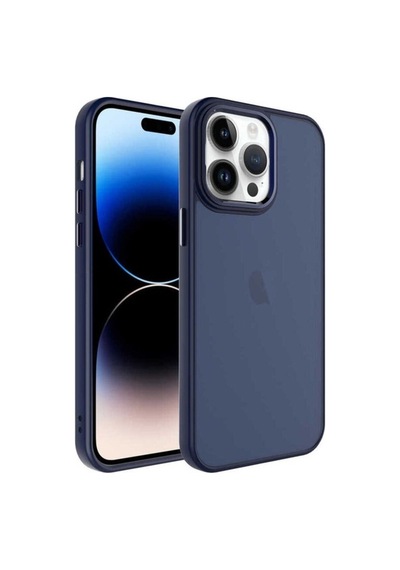 Apple Uyumlu iPhone 14 Pro Kılıf Buzlu Sert Pc Zore May Kapak Lacivert