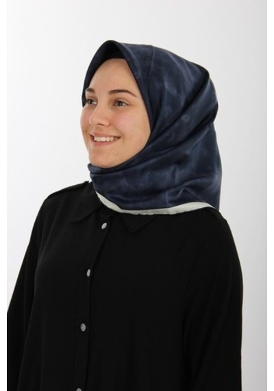 Lacivert Aker Ipek Krep Saten Eşarp 7208701-322/3421070102024