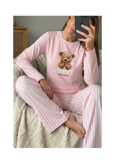 Femelle Pembe Ayıcıklı Pijama Takımı