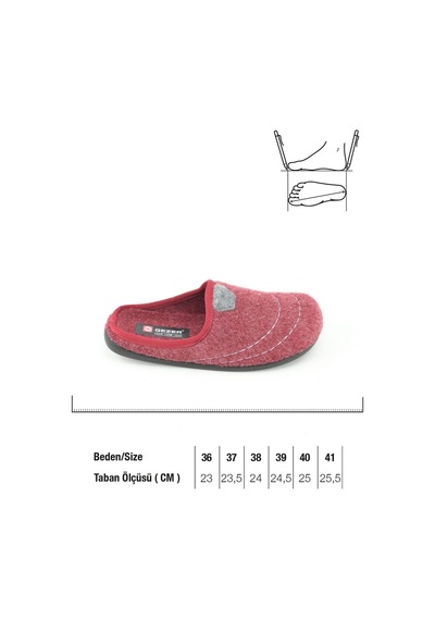 Gezer Kadın Kışlık Ev Bahçe Çıkarılabilir İç Taban Terlik Gt1kzm.14783.02.0ı7.0c Bordo