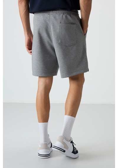 Air Jones Tommy Life Gri Melanj Pamuklu Kalın Yumuşak Dokulu Comfort Fit Basic Erkek Şort - 81274 GRI MELANJ