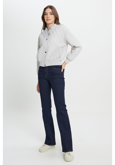 Loose Fit Rahat Kesim Kapitone Detaylı Gri Bomber Ceket W242741035 Gri