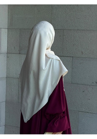 Qalortex Scarf Premium Jakarlı Mira B.boy Eşarp -ekru