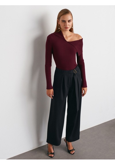 Dilvin 72189 Kemerli Pantolon-siyah Siyah