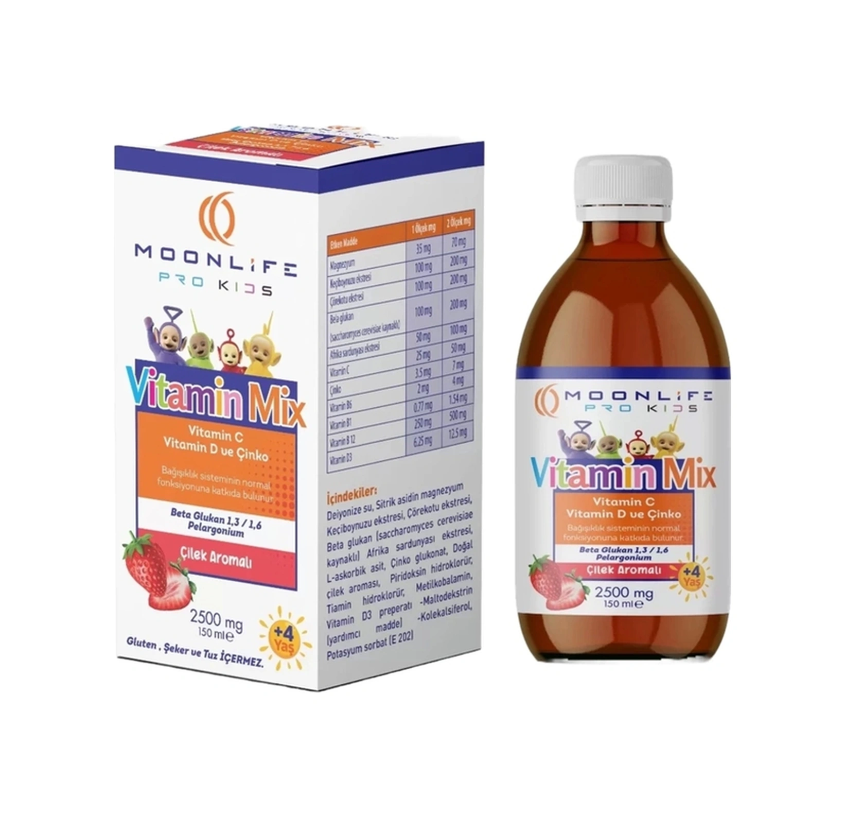 Moonlife Vitamin C Ve D Çinko Beta Glukan Çilek Aromalı 150 Ml