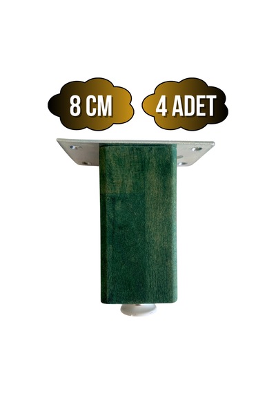 Kale Ayarlı Ahşap Ayak Mobilya Masa Ve Dolap Ayağı Yeşil Kayın/gürgen Ağacı 8cm 4 Adet Yeşil