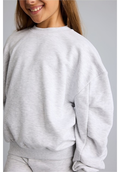 Defacto Bisiklet Yaka Sweatshirt Ve Nervürlü Pantolon 2li Takım Kız Çocuk I3868a826augr28 Gri-gr28