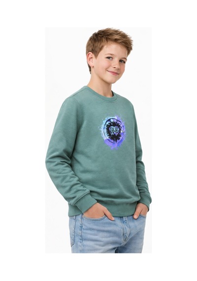 Baglan Erkek Çocuk Ön Arka Baskılı Sweatshirt Bgl-st05230 Açık Yeşil