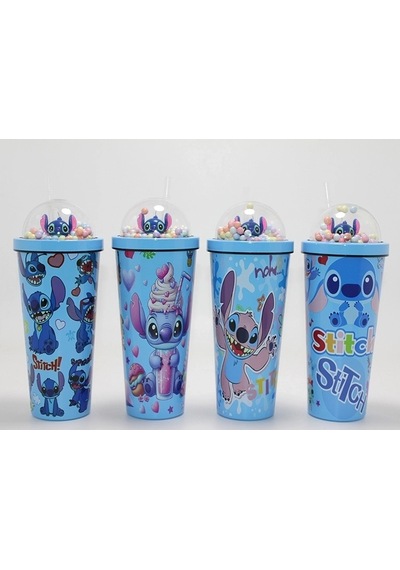 Sevimli Stitch Pipetli Boncuklu Termos & Suluk Alk4708 Çok Renkli