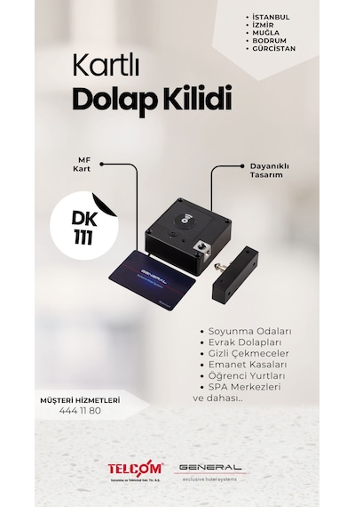 Kartlı Dolap Kilidi Paylaşımlı/atanmış Locker Dk 119 SİYAH/KROM