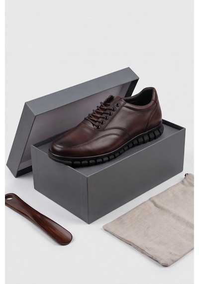 Brown Black Elastik Bağcıklı Esnek Hafif Taban Günlük Comfort Erkek Casual Klasik Ayakkabı Siyah - Kahverengi