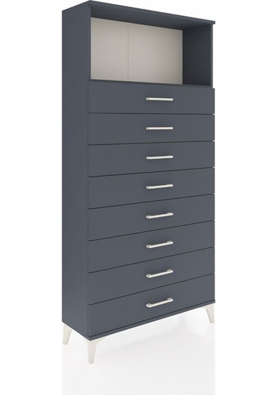 Arges Dolap Tek Raflı 8 Çekmeceli 88x30x182 Antrasit-antrasit Antrasit