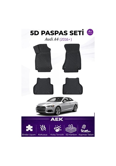 Audi A4 2016+ Araca Özel Havuzlu "karbon" Paspas Takımı