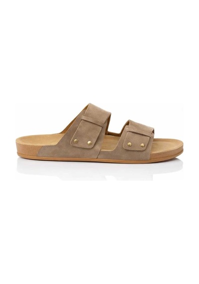 Look Life Erkek Suni Deri Rahat Günlük Sandalet Terlik Büyük No 46-47-48-49 Bej