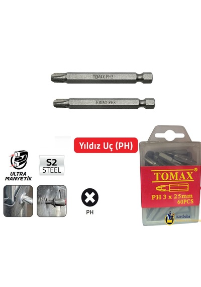 Tomax Ph3 X 25 Mm Bits Uç 60 Adet