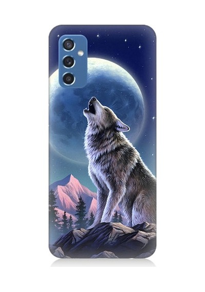 Samsung Galaxy M52 Uyumlu Kurt Ve Ay Desenli Silikon Kılıf