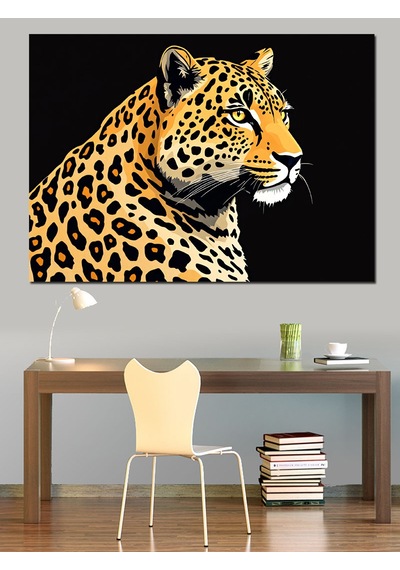 Yırtıcı Leopar Deseni Dekoratif Kanvas - Mdf Ahşap Tablo