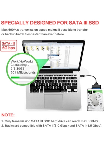 Usb 3.0 2.5 Inç Sata 4706P Ssd Hdd Hard Disk Kutu Kablosu 50Cm