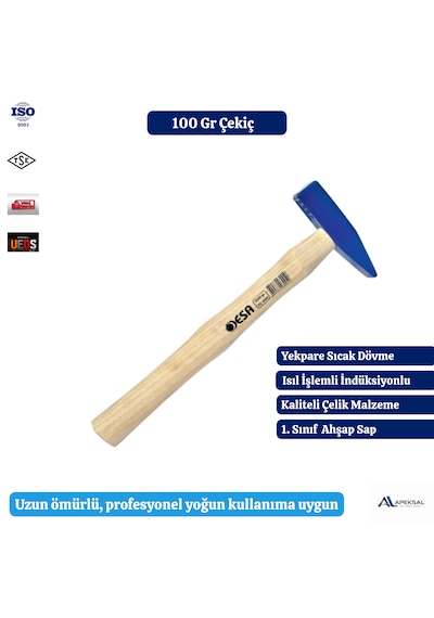 Desa 100 Gr Çekiç, Ahşap Saplı Dövme Çelik Tesviyeci Çekici