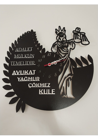 Adalet,avukat,hukuk Bürosu,adliye İçin Duvar Saati Kişiye Özel Ad Siyah
