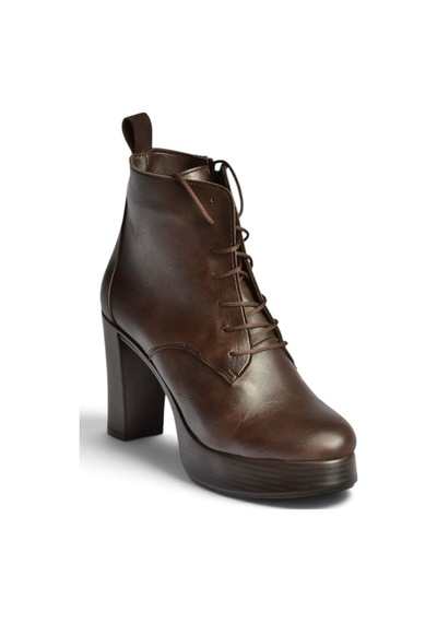 Fox Shoes Z996251309 Kahverengi Kalın Platform Topuklu Kadın Bot
