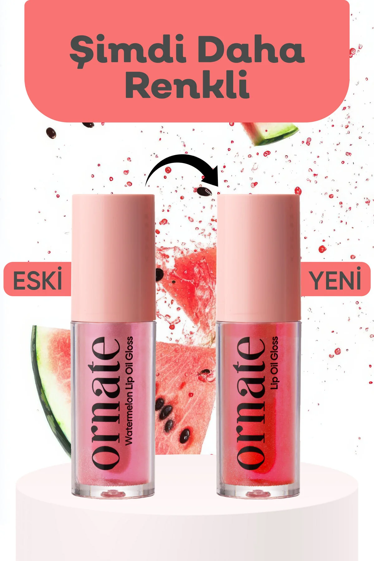 Watermelon Lip Oil Gloss Dolgunlaştırıcı Efekt, Nemlendirici, Parlatıcı Simli Dudak Yağı Karpuz 5 Ml Mercan Pembesi