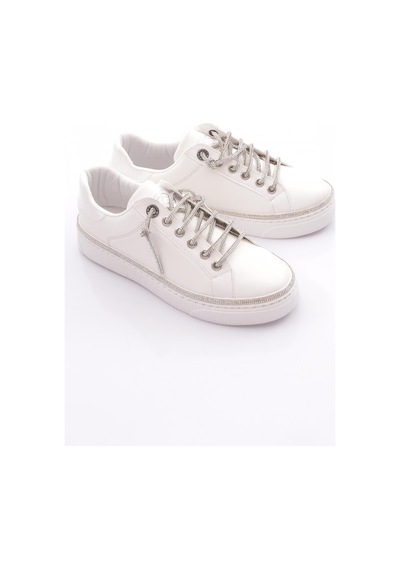 Dgn 2475 Kadin Taş İp Bağcikli Sneaker Ayakkabi 2475-1571-R0198 Beyaz