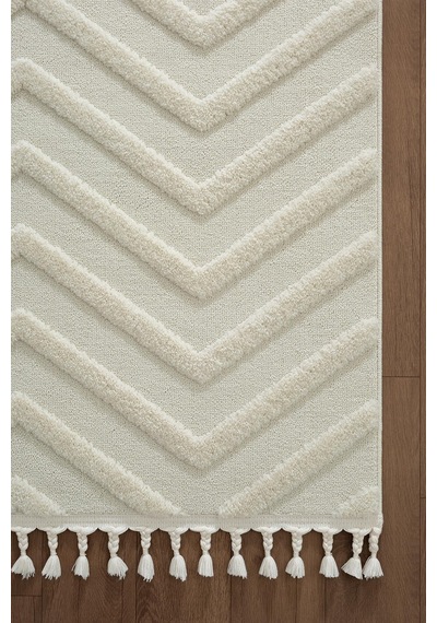 Loop Lp023w Beyaz Halı Dekoratif Sisal Yumuşak Bukleli Tozsuz Salon Halısı Yatak Odası Iskandinav-846 Beyaz
