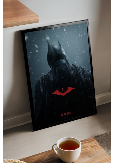 Batman Kara Şövalye Siyah Ahşap Çerçeveli Poster, Dekoratif Film Duvar Tablosu