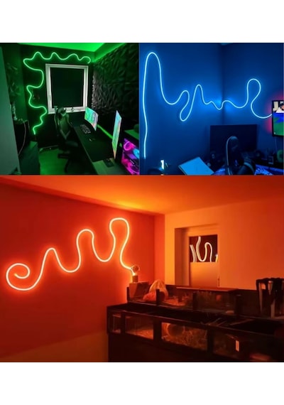 5 Metre 256 Renk Bluetooth Kontrol Renk Değiştiren Rgb Neon Led Şerit Işık Seti Sb-6563