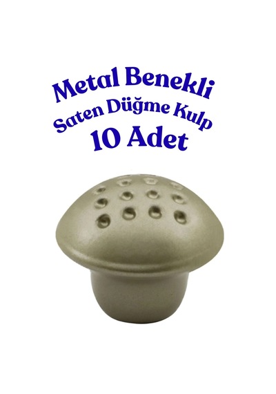 10 Adet Metal Benekli Yuvarlak Düğme Kulp - Çocuk Odası, Mutfak Ve Dolap İçin Modern Çekmece Kulbu Saten Saten