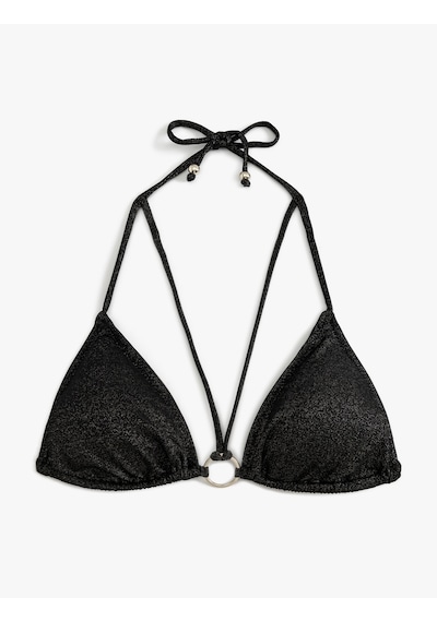 Koton Halka Detaylı Üçgen İpli Bikini Üstü Siyah 4sak10055mm
