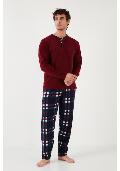 Buratti Regular Fit Bisiklet Yaka Kışlık Yumuşak Dokulu Polar Erkek Pijama Takımı 6096100 Bordo