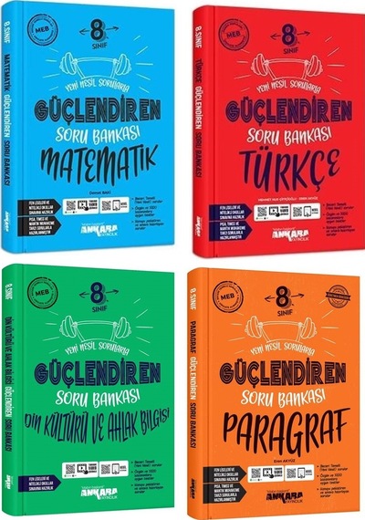 Ankara 8. Sınıf Matematik + Türkçe + Din + Paragraf Güçlendiren Soru Seti 4 Kitap 2023