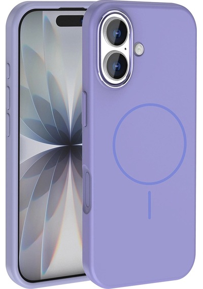 Apple Uyumlu iPad iPhone 17 Kılıf M-safe Şarj Özellikli Metal Kamera Çerçeveli Zore Edi Silikon Kapak Lila