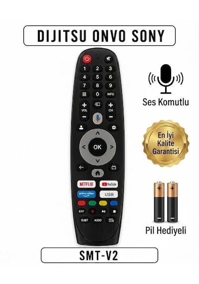 Dijitsu Onvo Sony Sesli Kumanda Smt-v2 Pil