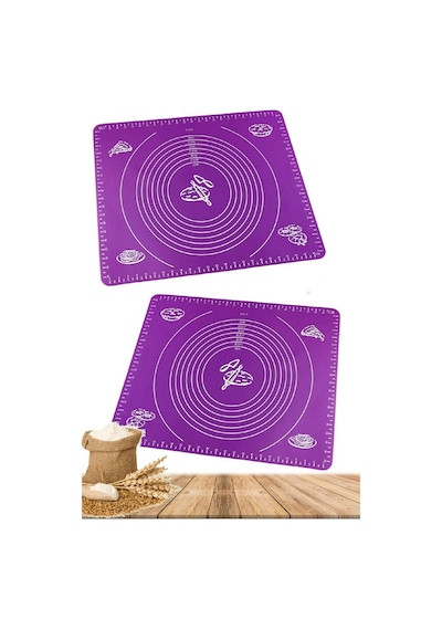 Tilbe Home Silikon Hamur Açma Yoğurma Matı Fırın Altlığı Ölçekli Mat Büyük Boy Gri 65x45cm