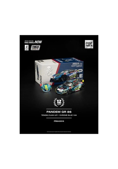 Pop Race Pandem Gr86 Tengku Djan Ley Chrome Blue Tmcs Malaysia 2026 Pr640515 1/64 Model Araba