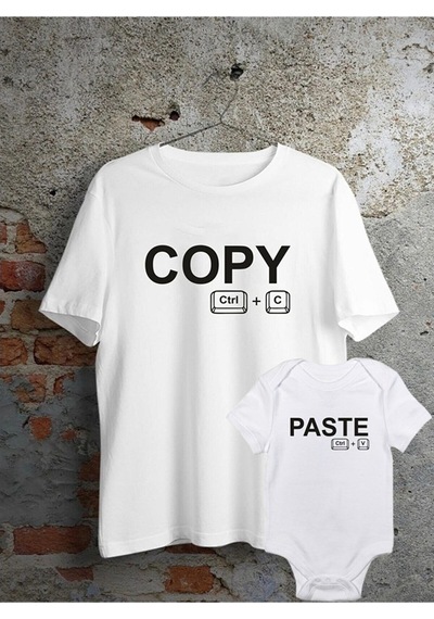 Copy Paste Baba Oğul Kız Tişört Zıbın Kombini