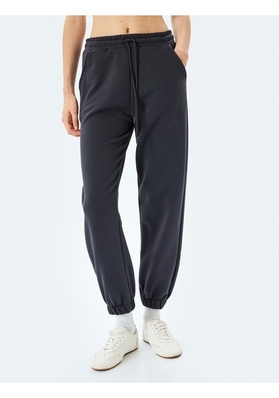 Koton Beli Bağcıklı Pamuk Karışımlı Oversize Jogger Eşofman Altı Gri 5sal40109ık Gri