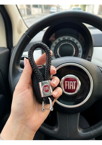 Fiat İle Uyumlu Siyah Deri Anahtarlık Egea Doblo Fiorino Fıat500