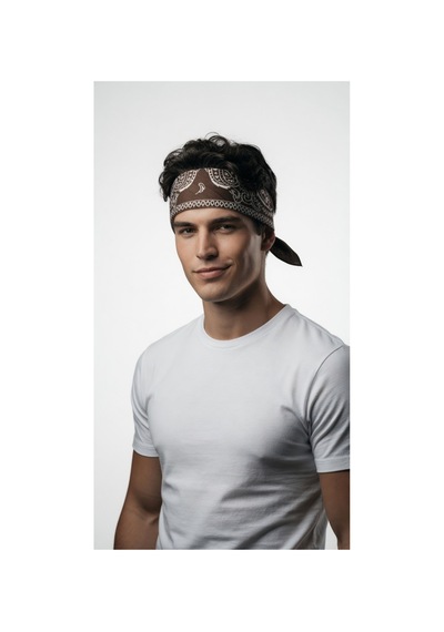 Mollycrush Unisex Kahverengi Şal Desenli Bandana Günlük Saç Aksesuarı, Boyunluk Ve Outdoor Fular Kahverengi