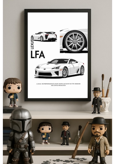 Lexus Lfa Siyah Ahşap Çerçeveli Poster, Dekoratif Araba Duvar Tablosu