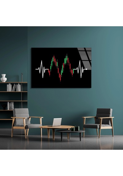 Borsa Grafiği - Cam Tablo - Deg1171 90 X 60 Cm