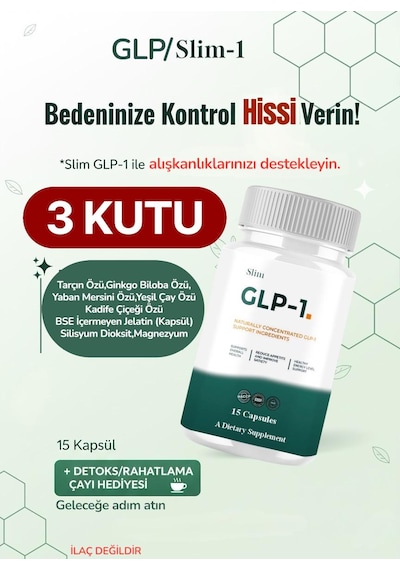 3 Kutu Glp-1 Good Laboratory Practice Tarçın,yeşil Çay Ve Yaban Mersini Ekstratı Içeren Detox Için Yardımcı Takviye Edici Gıda Kapsülü 3 X15 Caps 20'lu Çay Hediyesiyle