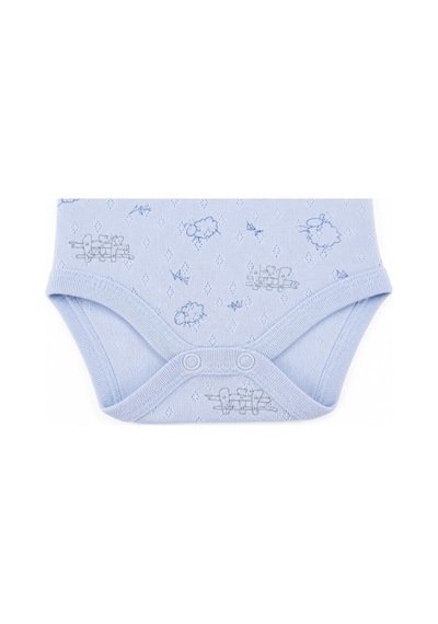 H&c Coolboy H&c Bebek Kolsuz Çıtçıtlı Body Zıbın %100 Pamuk Jakarlı Kuzu Desenli Mavi Kuzulu