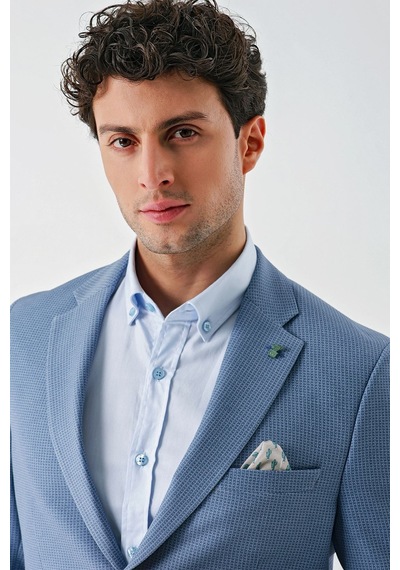 İmza Örme Mono Yaka Çift Yırtmaç Likralı 6 Drop Slim Fit Dar Kesim Klasik Ceket 1002240138 - Açık Mavi İmza Örme Mono Yaka Çift Yırtmaç Likralı 6 Drop Slim Fit Dar Kesim Klasik Ceket 1002240138 - Açık Mavi