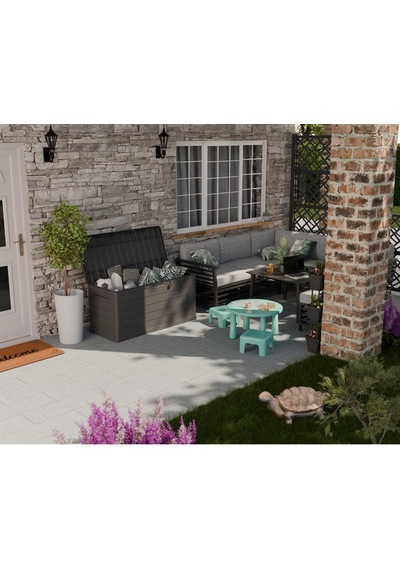 Plast Amalfi Bahçe Sandığı Plastik Koyu Gri 340 Lt A350 52x119x57 Cm