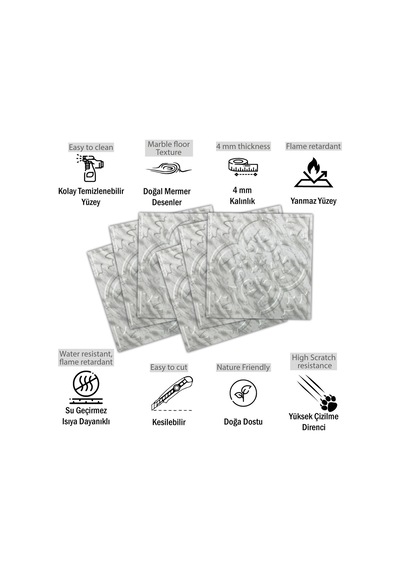 3 Boyutlu Duvar Paneli Kabartmalı Solo Desen Pvc 41x41 Cm/ 6 Adet /1 M² Mermer